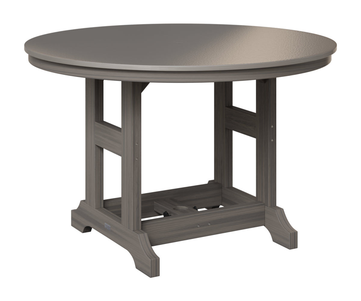 Berlin Gardens Garden Classic 48" Round Table in Coastal Gray, Hammered Stainless top