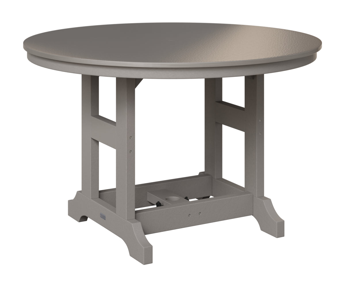 Berlin Gardens Garden Classic 48" Round Table in Light Gray, Hammered Stainless top