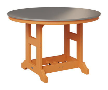 Berlin Gardens Garden Classic 48" Round Table in Mango Orange, Hammered Stainless top