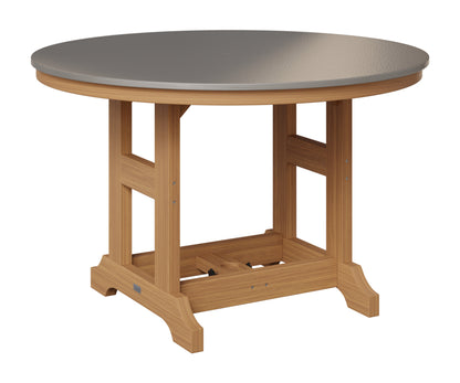 Berlin Gardens Garden Classic 48" Round Table in Natural Teak, Hammered Stainless top