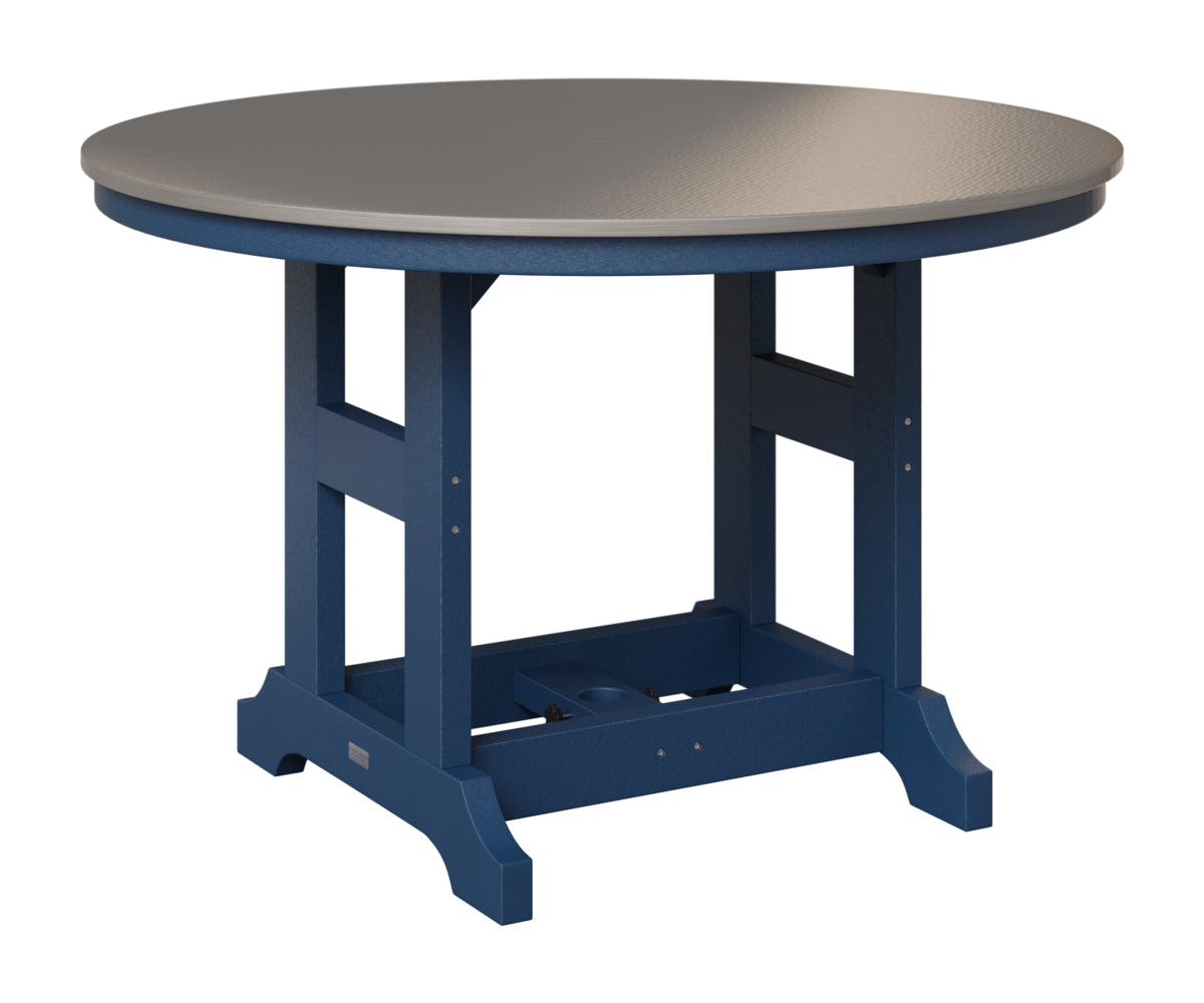Berlin Gardens Garden Classic 48" Round Table in Navy Blue, Hammered Stainless top