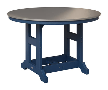 Berlin Gardens Garden Classic 48" Round Table in Navy Blue, Hammered Stainless top