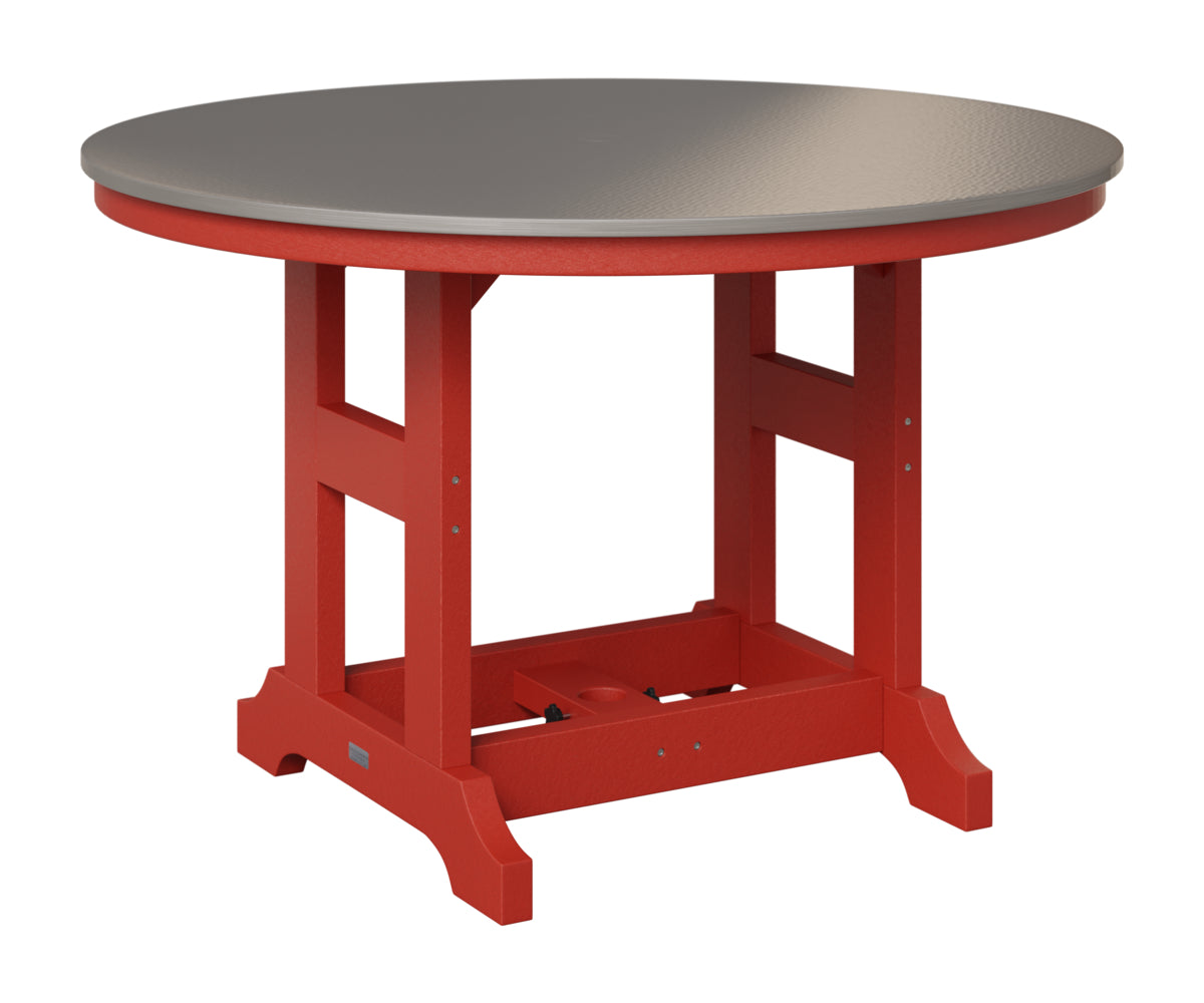 Berlin Gardens Garden Classic 48" Round Table in Scarlet Red, Hammered Stainless top