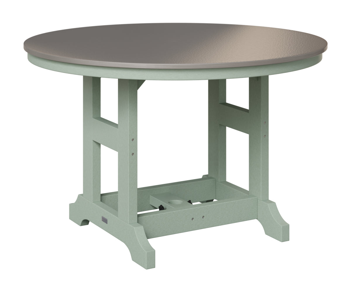 Berlin Gardens Garden Classic 48" Round Table in Sea Foam, Hammered Stainless top