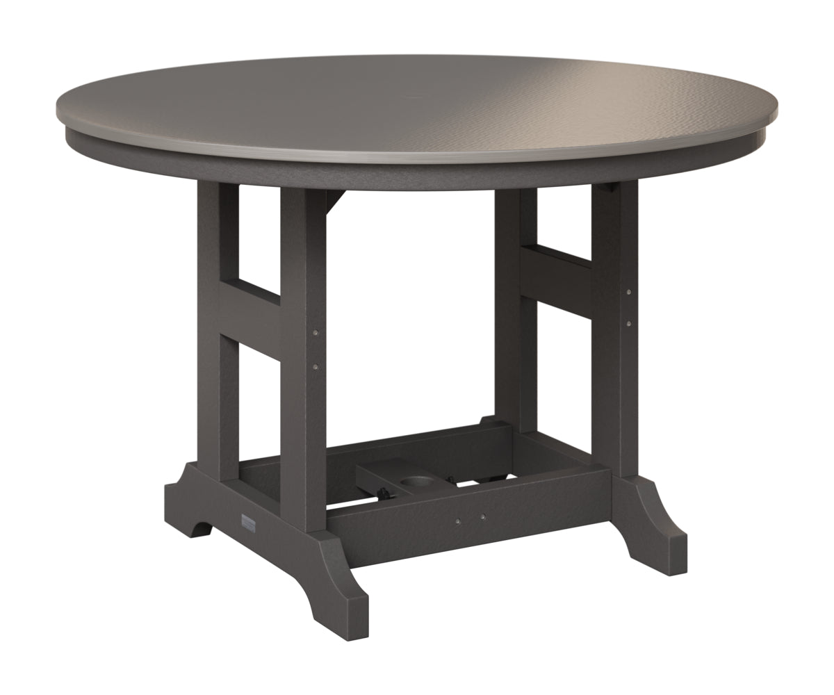 Berlin Gardens Garden Classic 48" Round Table in Smoke Gray, Hammered Stainless top