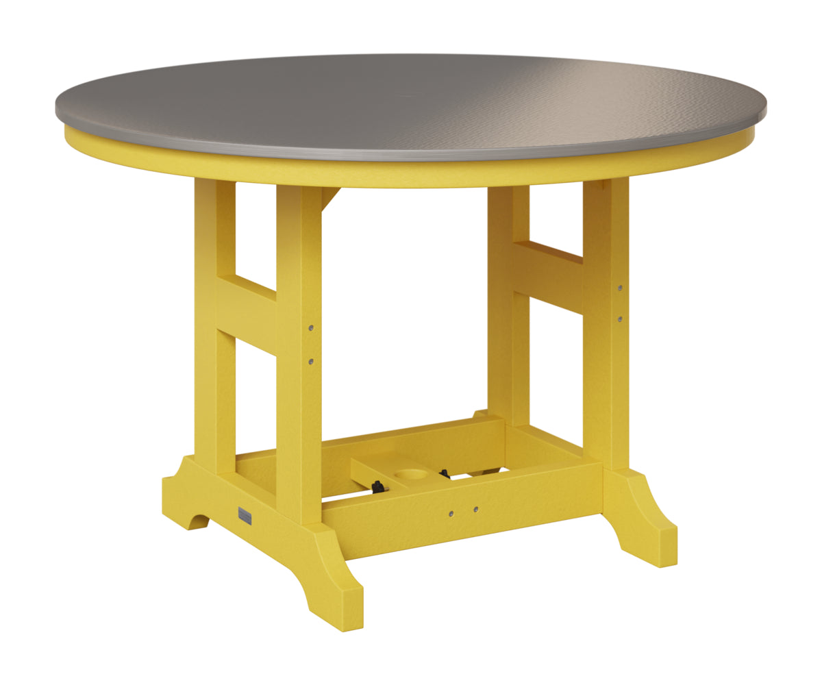 Berlin Gardens Garden Classic 48" Round Table in Sunburst Yellow, Hammered Stainless top