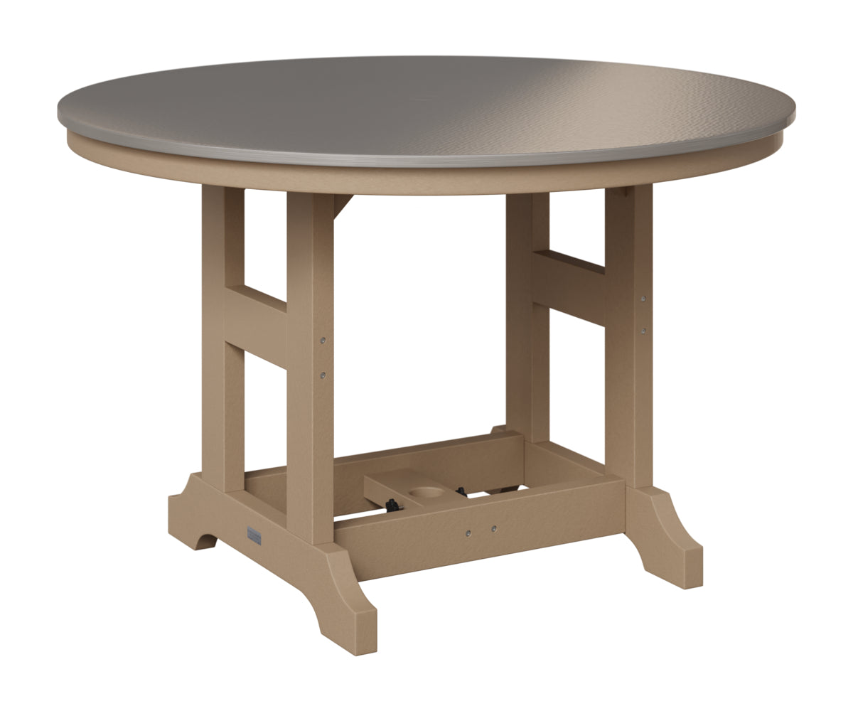 Berlin Gardens Garden Classic 48" Round Table in Weatherwood, Hammered Stainless top