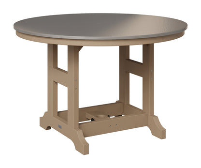Berlin Gardens Garden Classic 48" Round Table in Weatherwood, Hammered Stainless top