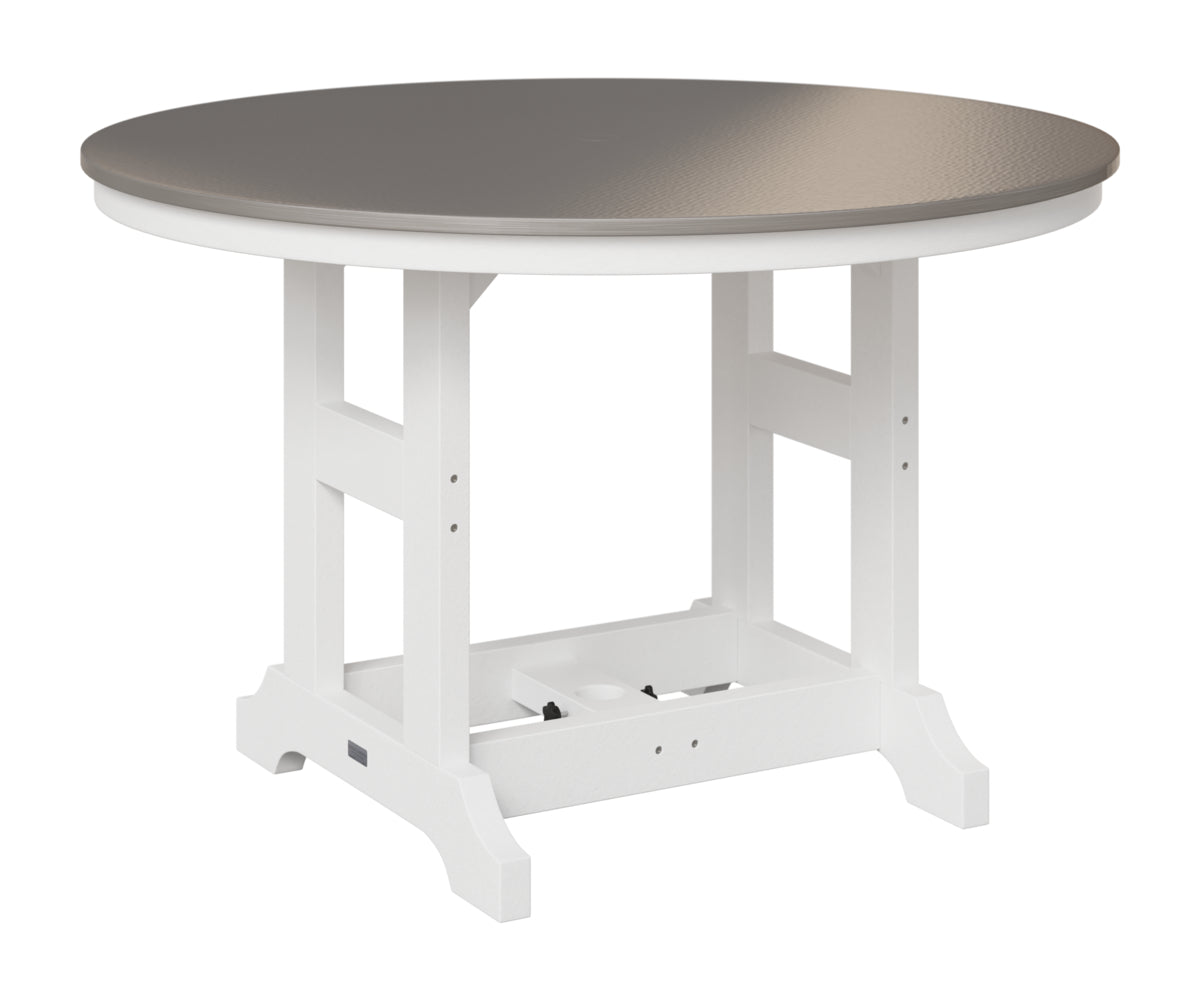 Berlin Gardens Garden Classic 48" Round Table in White, Hammered Stainless top