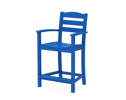 POLYWOOD La Casa Café Counter Arm Chair in Pacific Blue