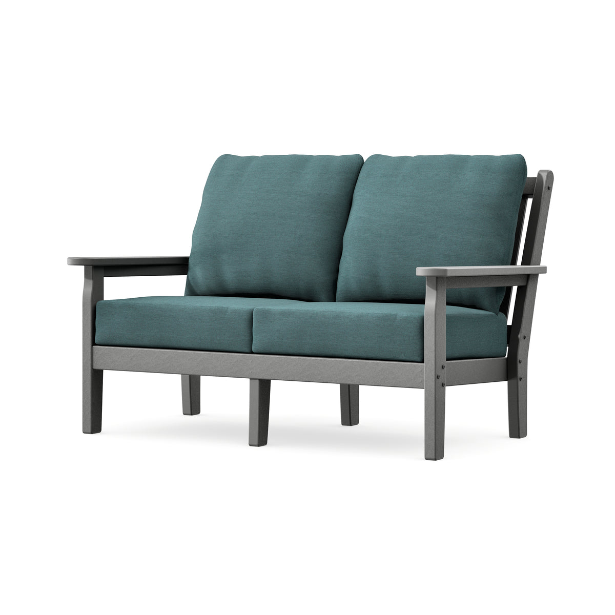 POLYWOOD Chippendale Deep Seating Loveseat in Slate Grey / Ocean Teal