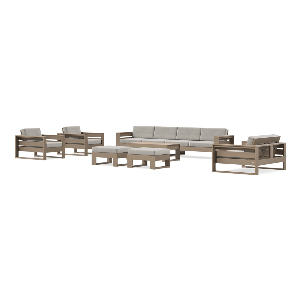 POLYWOOD PW Designer Series Latitude 8-Piece Lounge Sofa Set in Vintage Sahara / Weathered Tweed