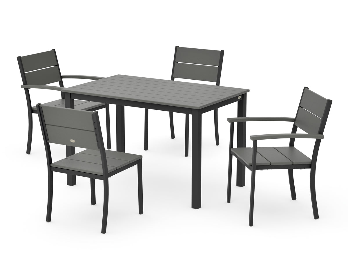 POLYWOOD Main Street 5-Piece Dining Set with Main Street 30 x 48 Dining Table in Black / Slate Grey