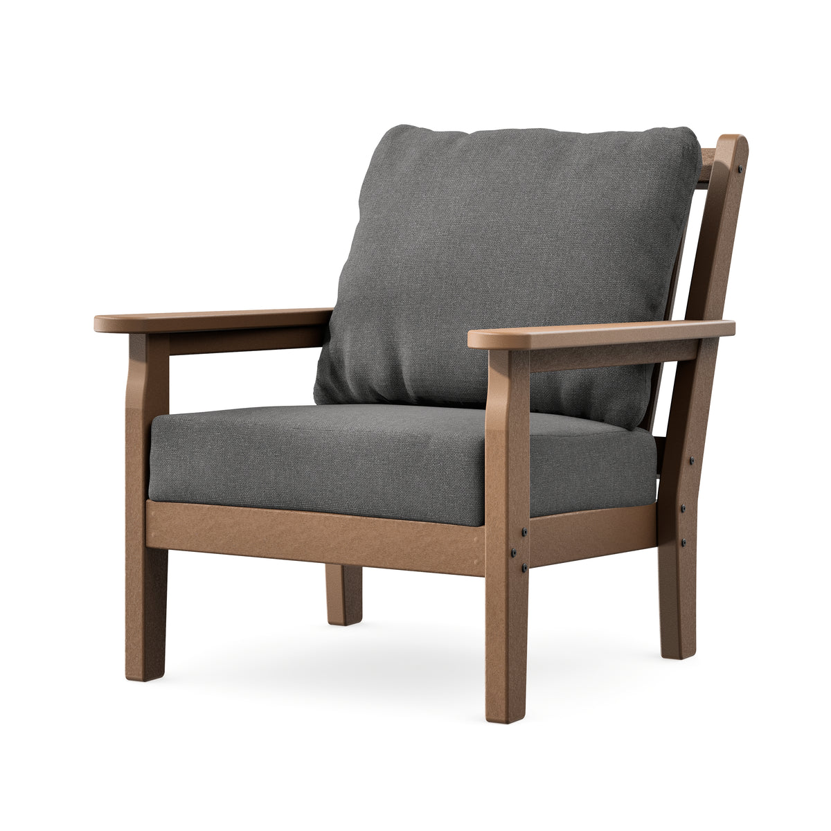 POLYWOOD Chippendale Deep Seating Chair in Teak / Ash Charcoal