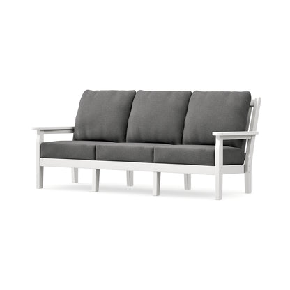 POLYWOOD Chippendale Deep Seating Sofa in White / Ash Charcoal