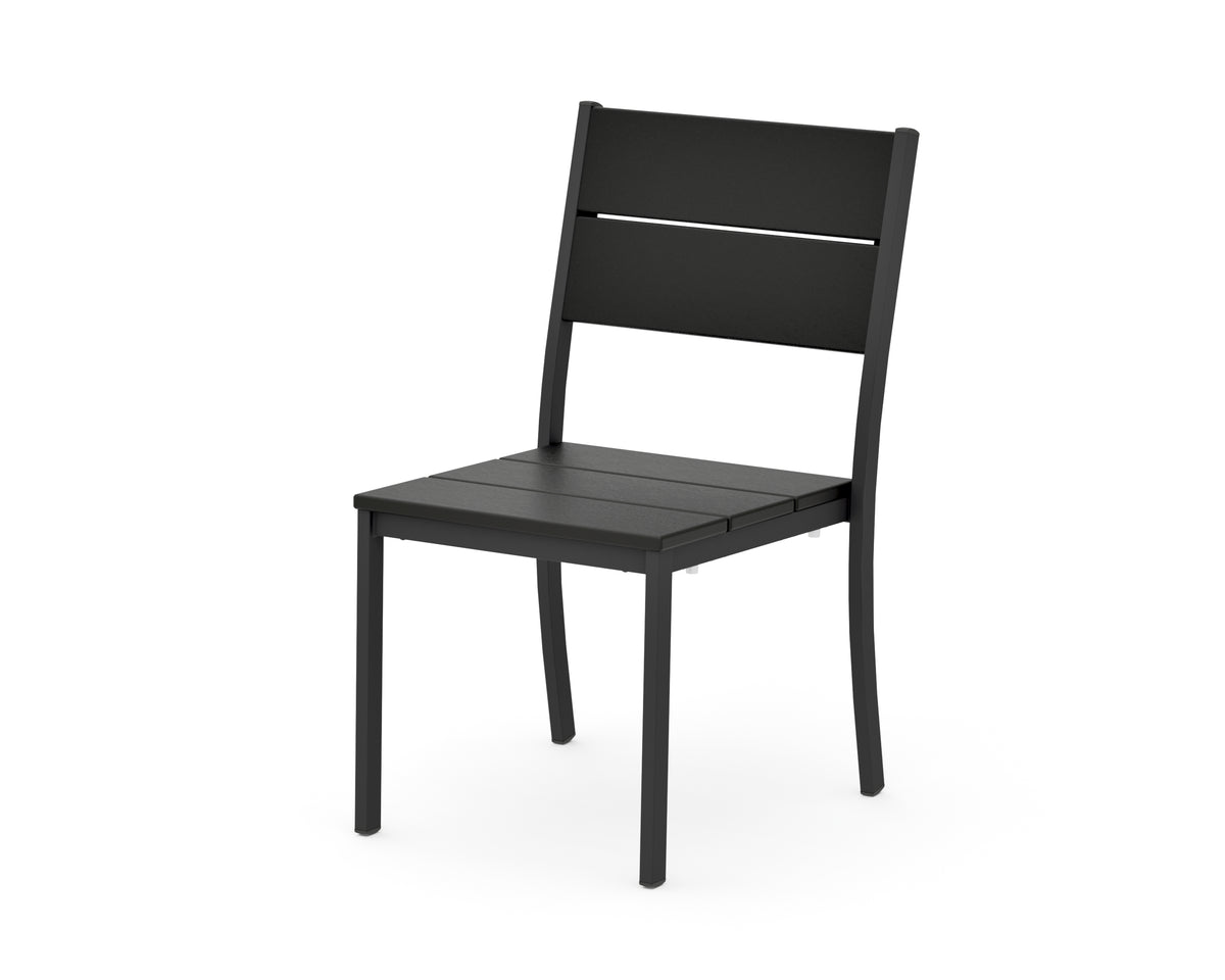 POLYWOOD Main Street Stacking Dining Side Chair in Black / Black