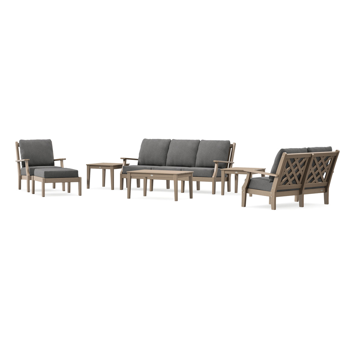 POLYWOOD Country Living Wovendale 7-Piece Deep Seating Set in Vintage Sahara