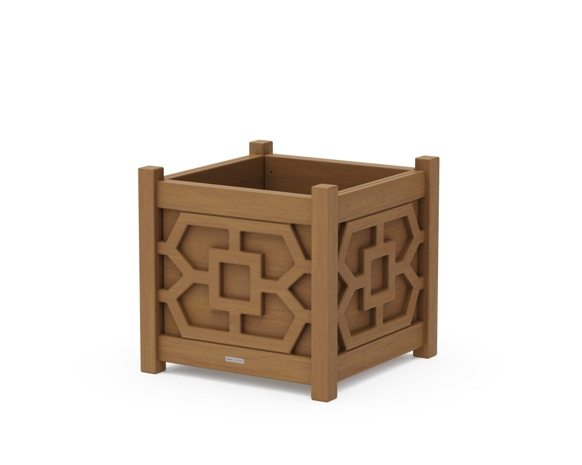 POLYWOOD Chinoiserie Large Square Planter Box in Natural