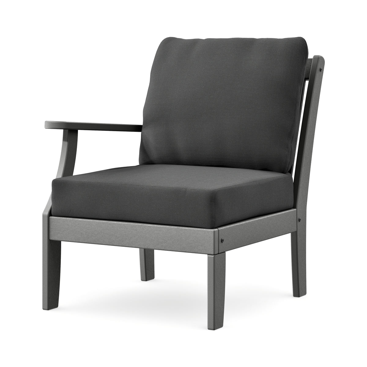 POLYWOOD Braxton Modular Left Arm Chair in Slate Grey / Spectrum Carbon