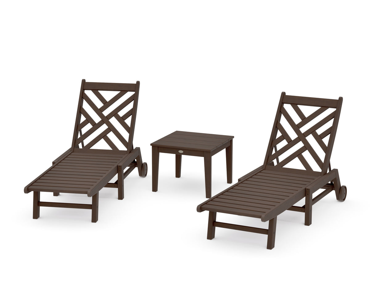 POLYWOOD Chippendale 3-Piece Chaise Set with Wheels in Kona