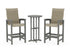 POLYWOOD Coastal Woven High-Back 3-Piece Farmhouse Bar Set in Slate Grey / Dune Grass
