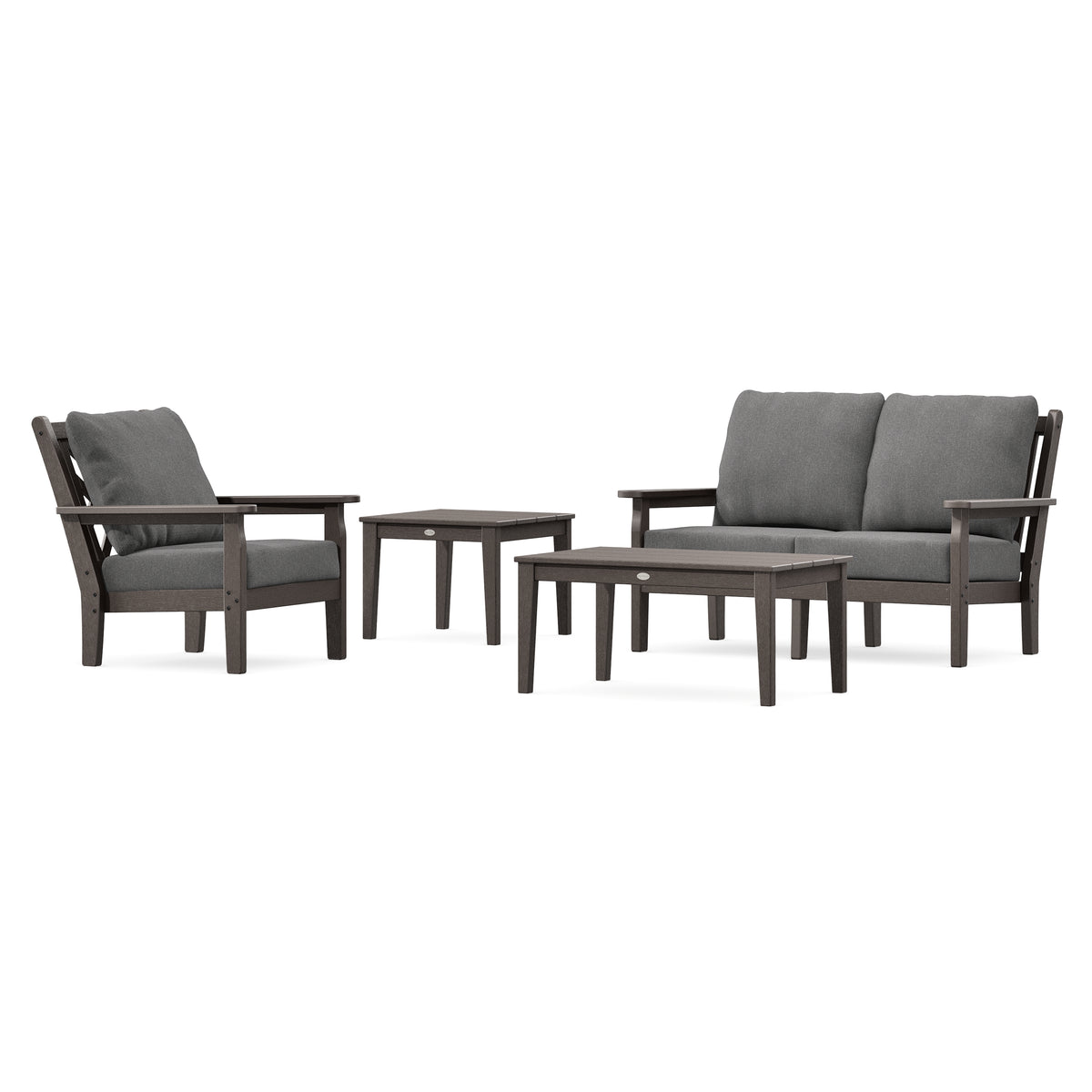 POLYWOOD Chippendale 4-Piece Deep Seating Set in Vintage Coffee