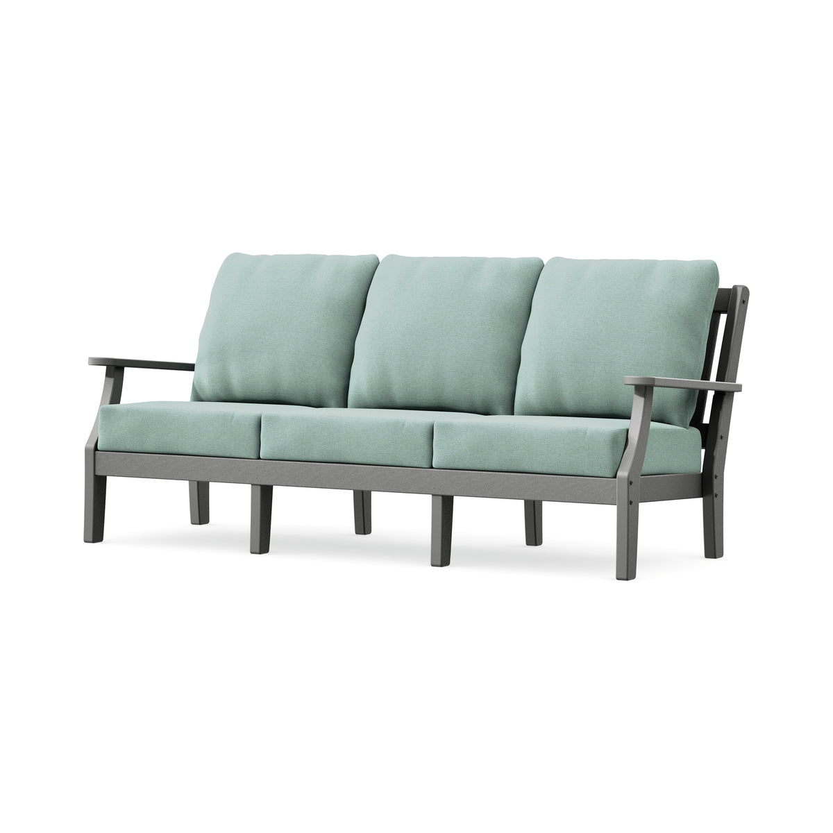POLYWOOD Chinoiserie Deep Seating Sofa in Slate Grey / Glacier Spa