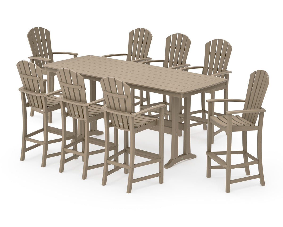 POLYWOOD Palm Coast 9-Piece Bar Set with Trestle Legs in Vintage Sahara
