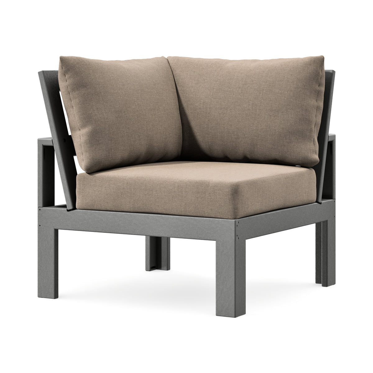 POLYWOOD Modular Corner Chair in Slate Grey / Spiced Burlap