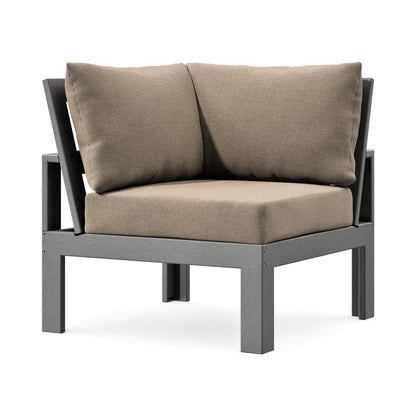 POLYWOOD Modular Corner Chair in Slate Grey / Spiced Burlap