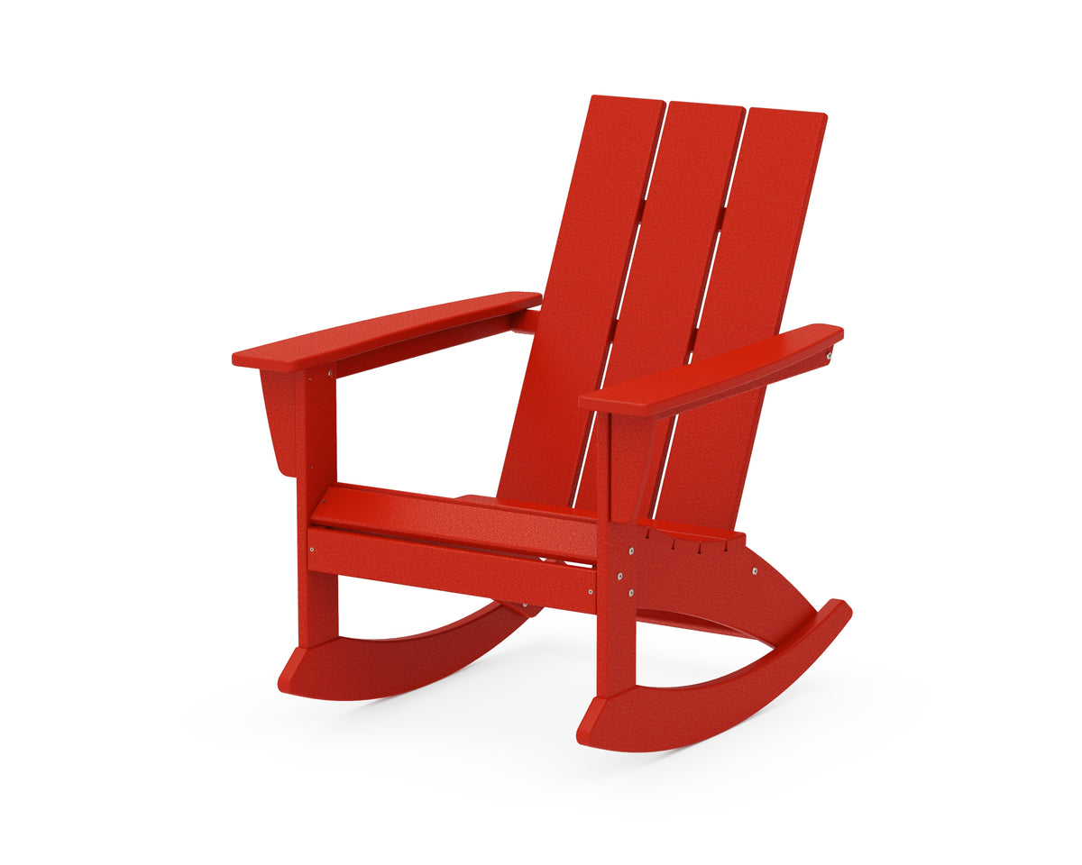 POLYWOOD Modern Adirondack Rocking Chair in Sunset Red