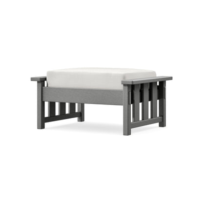 POLYWOOD Acadia Deep Seating Ottoman in Slate Grey / Natural Linen