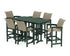 POLYWOOD Coastal Woven Arm Chair 7-Piece Bar Set in Green / Dune Grass