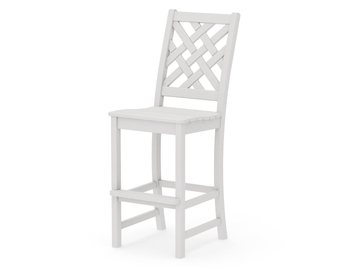 POLYWOOD Wovendale Bar Side Chair in Vintage White