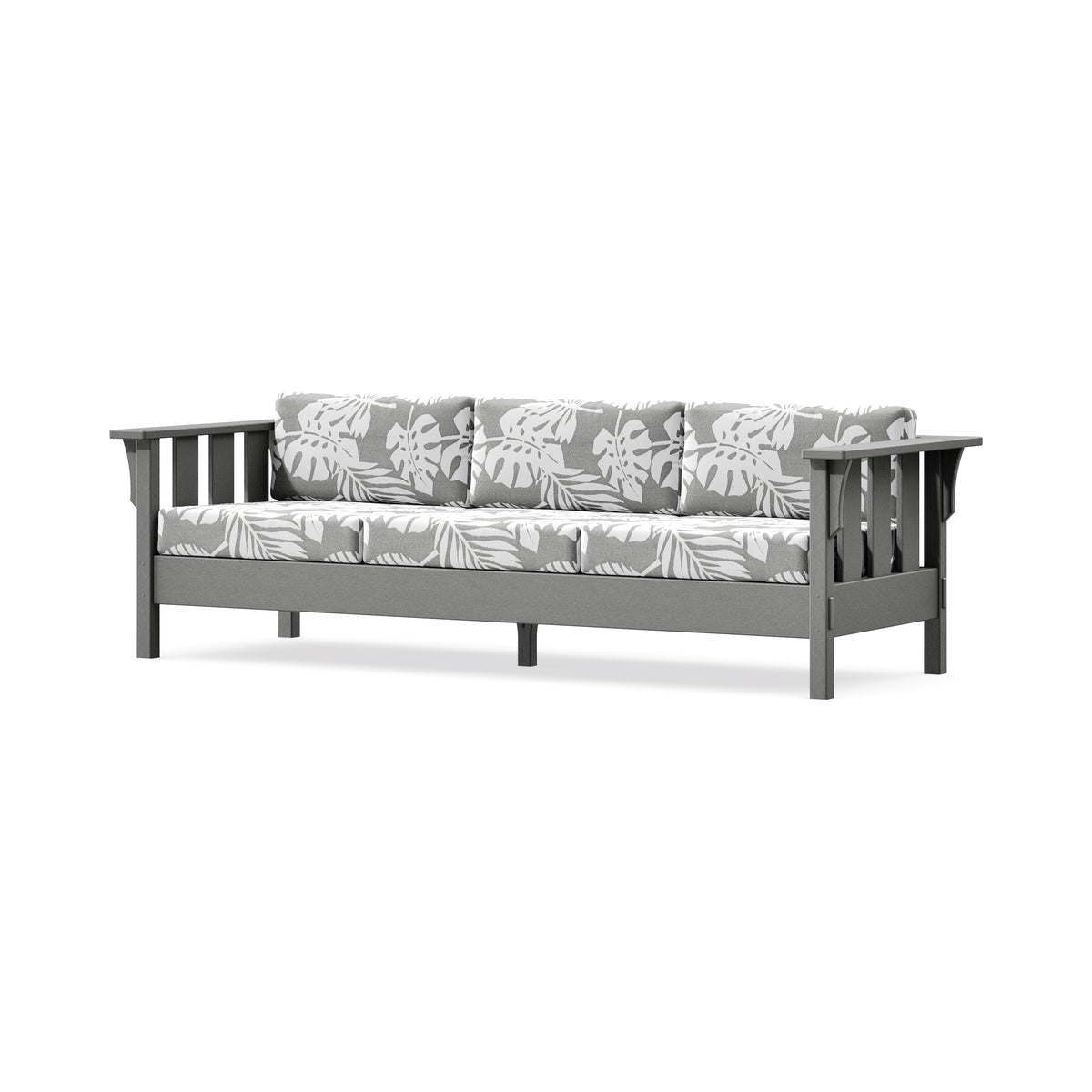 POLYWOOD Acadia Deep Seating Sofa in Slate Grey / Leaf Grey Mist