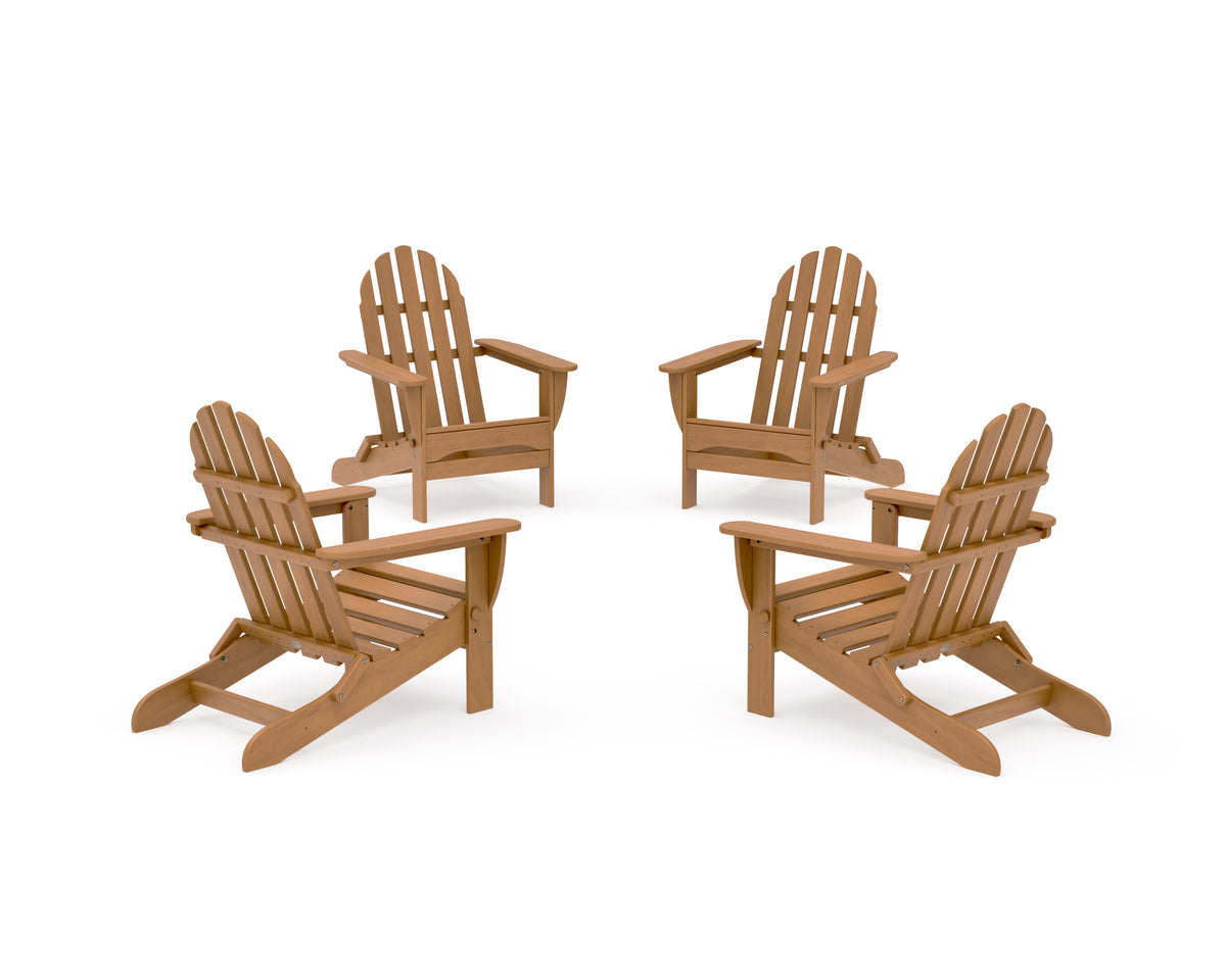 POLYWOOD 4-Piece Classic Folding Adirondack Conversation Set in Natural