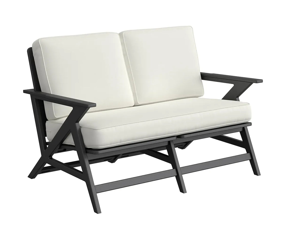 Berlin Gardens Kinsley Loveseat, black frame with white cushions