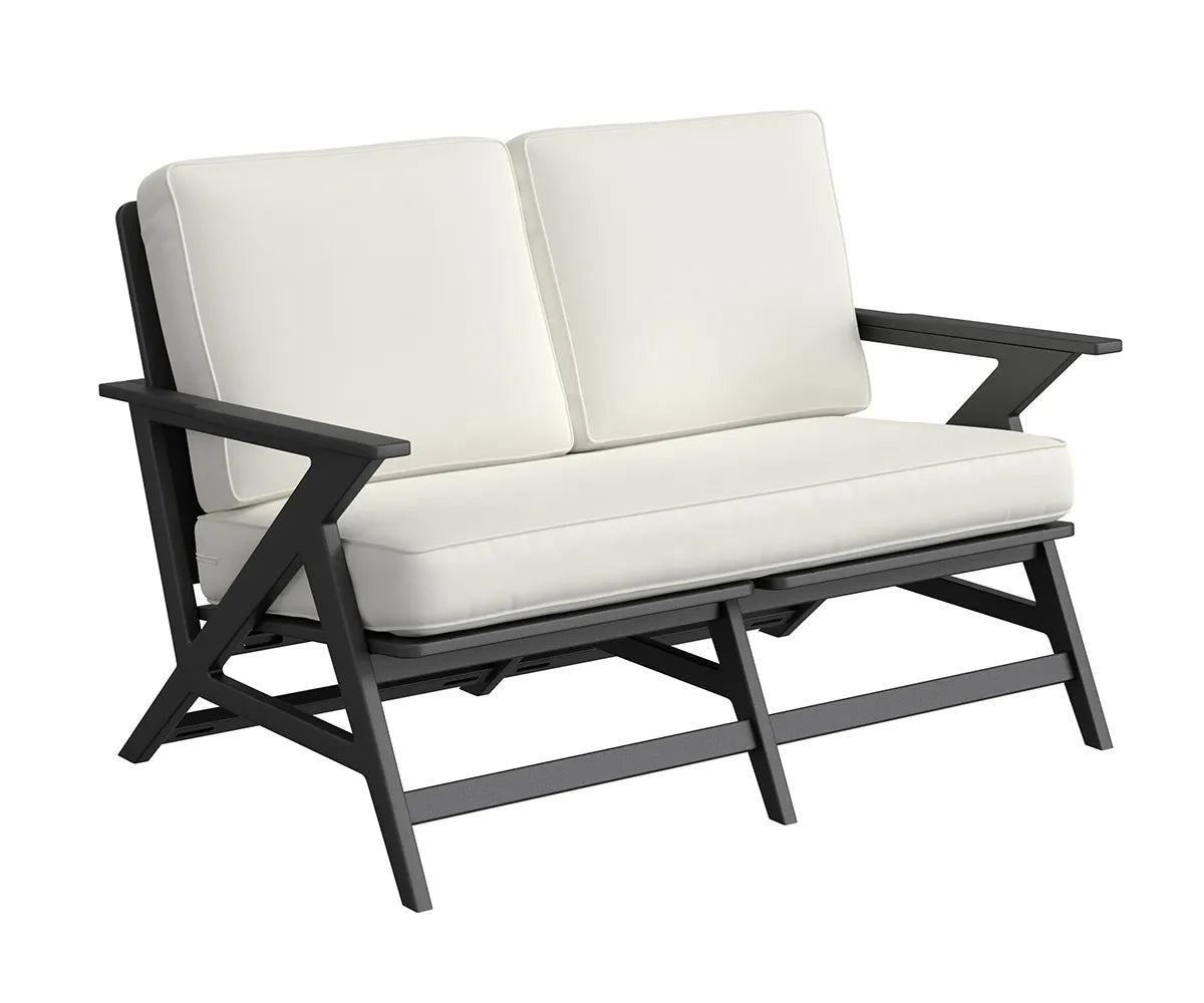 Berlin Gardens Kinsley Loveseat, black frame with white cushions