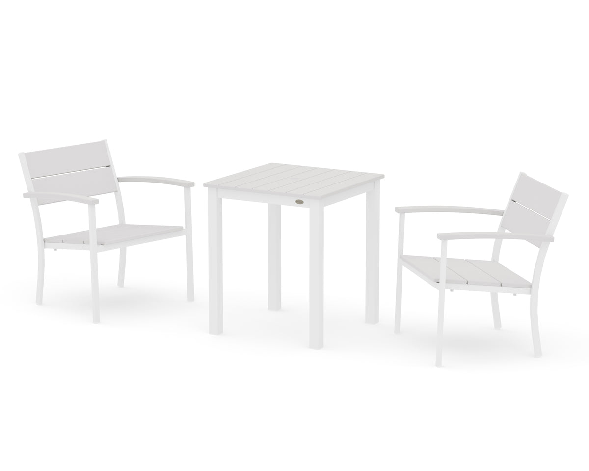 POLYWOOD Main Street 3-Piece Square Dining Set in White / Vintage White