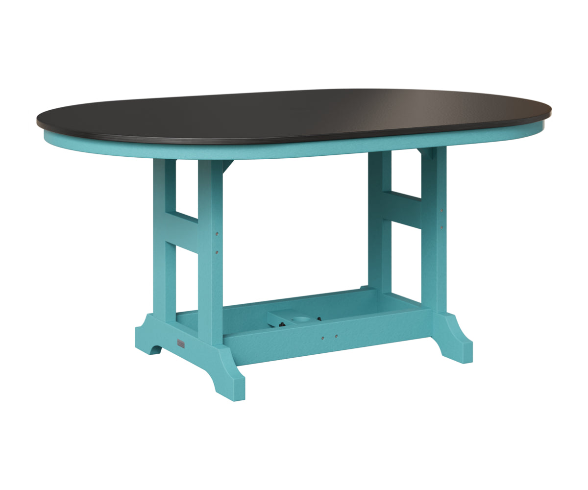 Berlin Gardens Garden Classic 44" x 64" Oblong Table in Aruba Blue, Hammered Black top