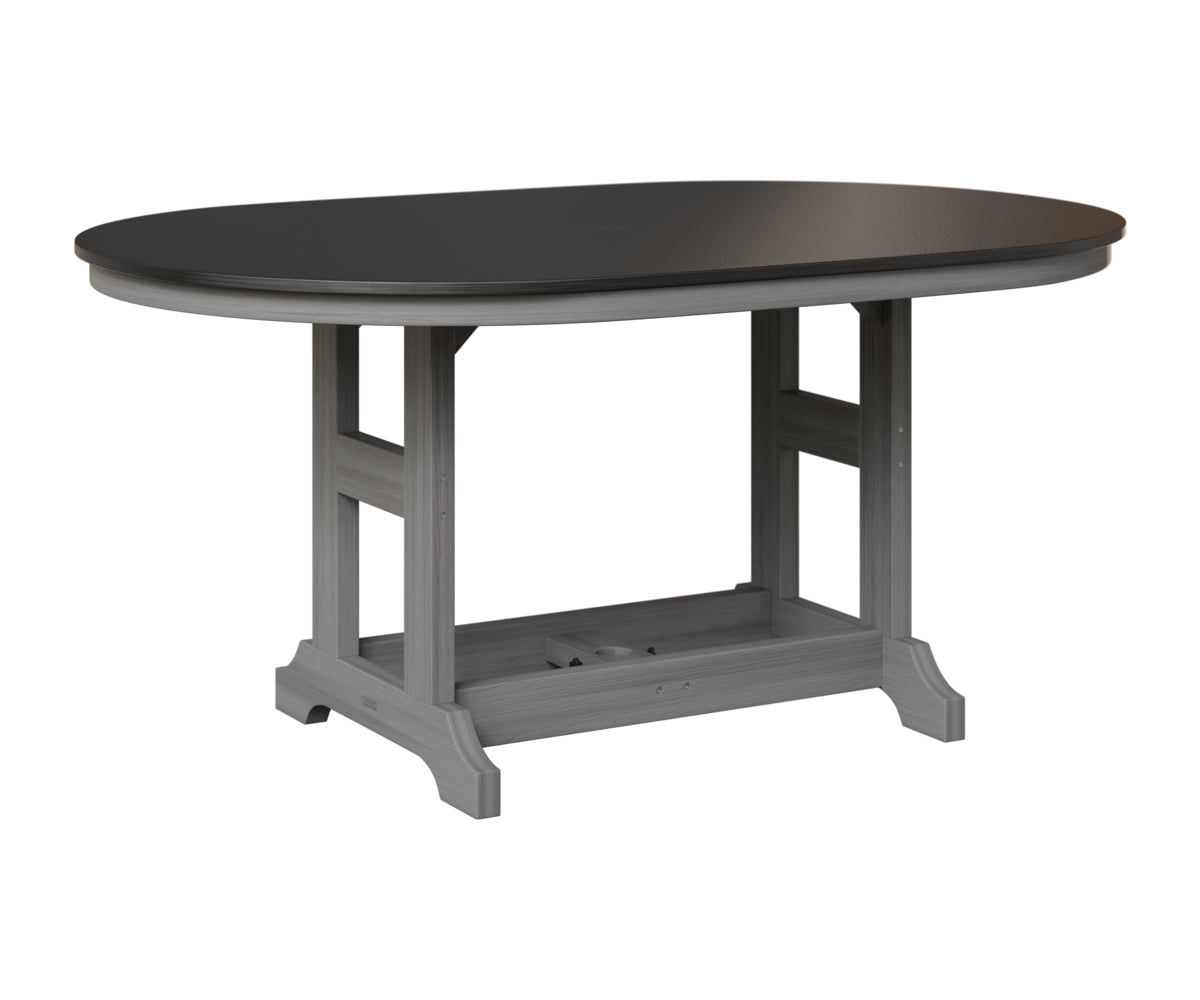 Berlin Gardens Garden Classic 44" x 64" Oblong Table in Driftwood Gray, Hammered Black top