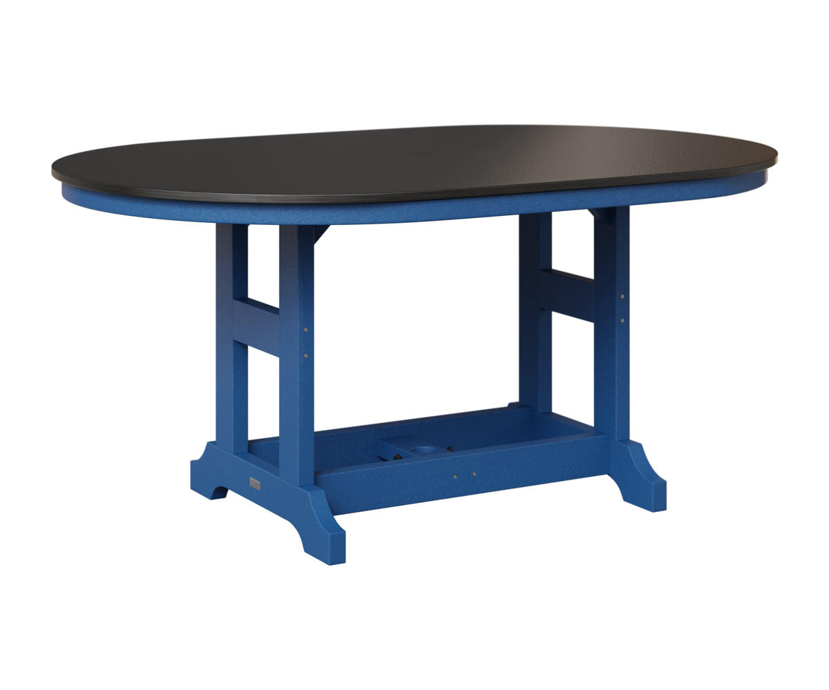 Berlin Gardens Garden Classic 44" x 64" Oblong Table in Pacific Blue, Hammered Black top
