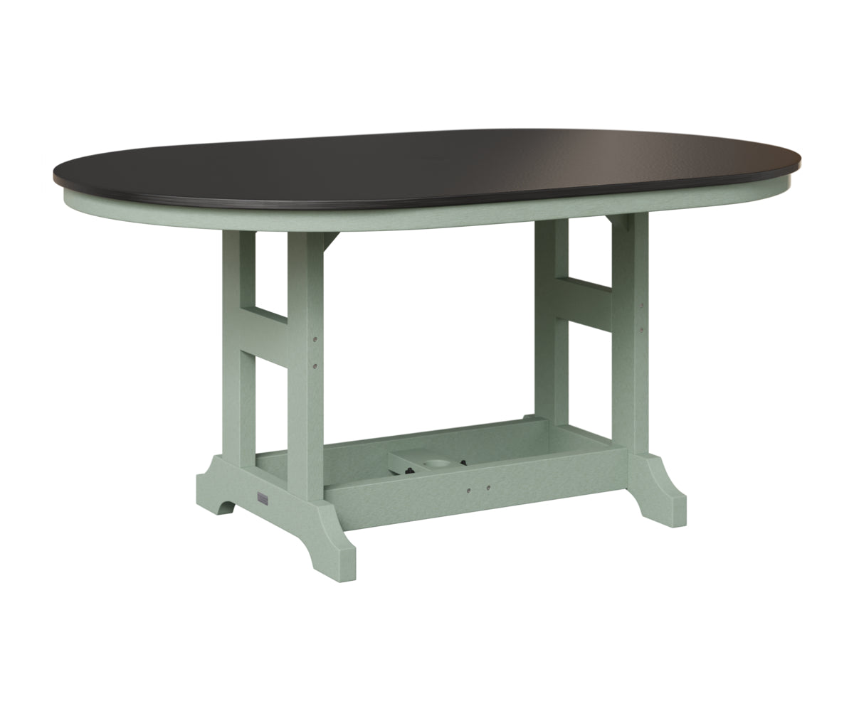 Berlin Gardens Garden Classic 44" x 64" Oblong Table in Sea Foam, Hammered Black top