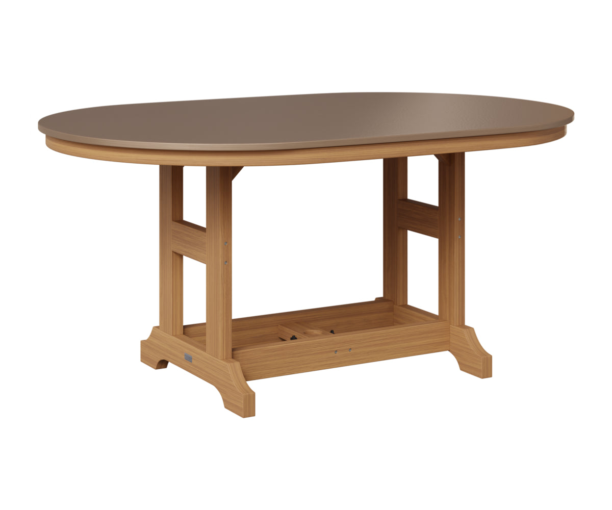 Berlin Gardens Garden Classic 44" x 64" Oblong Table in Natural Teak, Hammered Bronze top