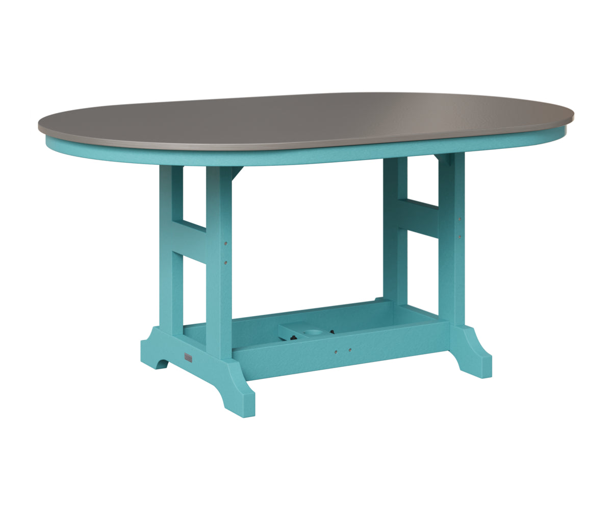 Berlin Gardens Garden Classic 44" x 64" Oblong Table in Aruba Blue, Hammered Stainless top