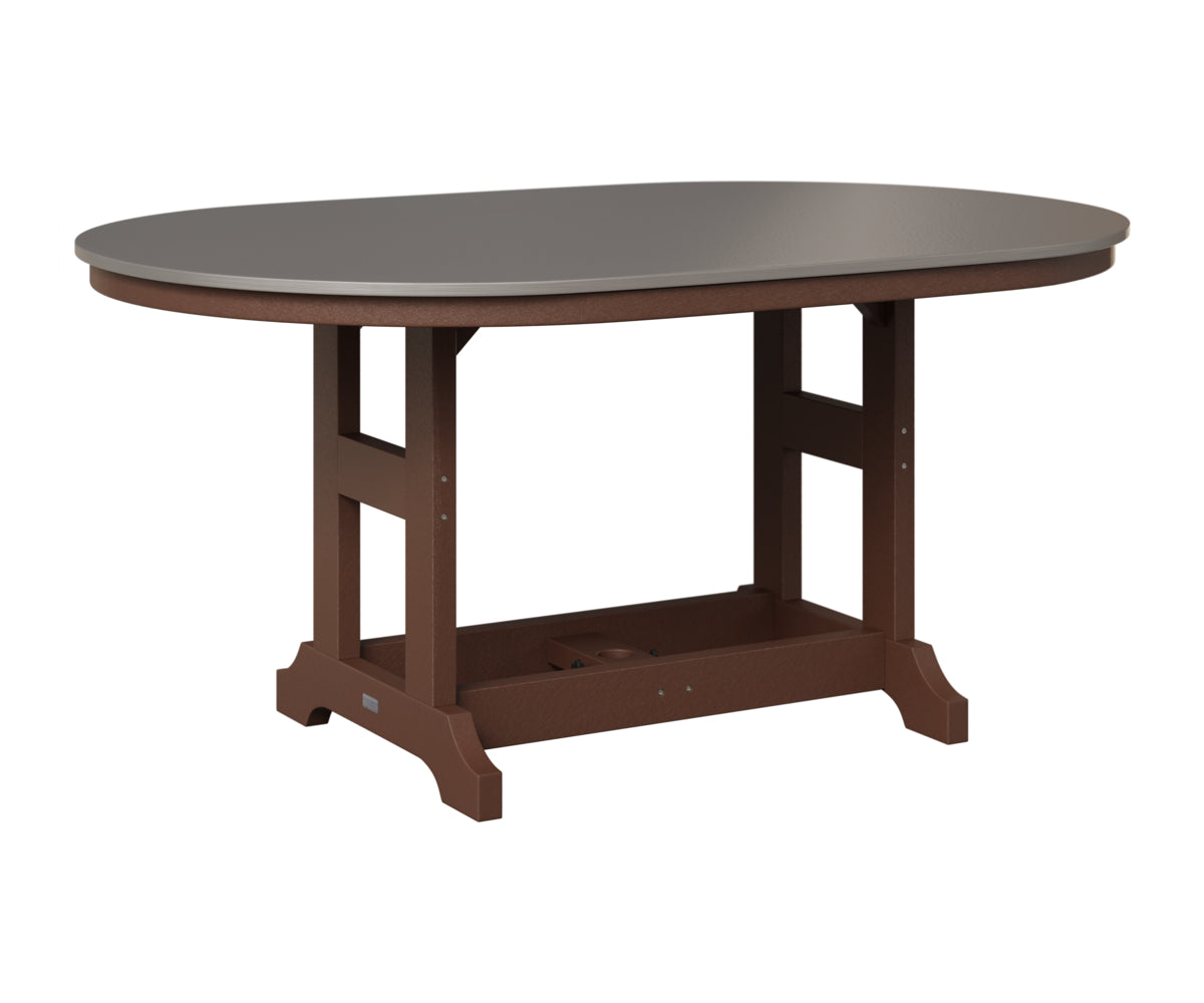 Berlin Gardens Garden Classic 44" x 64" Oblong Table in Chocolate Brown, Hammered Stainless top
