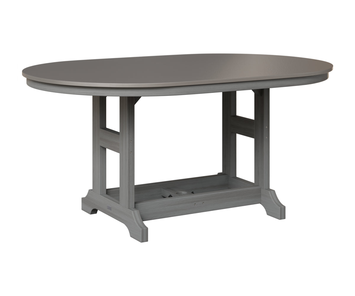 Berlin Gardens Garden Classic 44" x 64" Oblong Table in Driftwood Gray, Hammered Stainless top