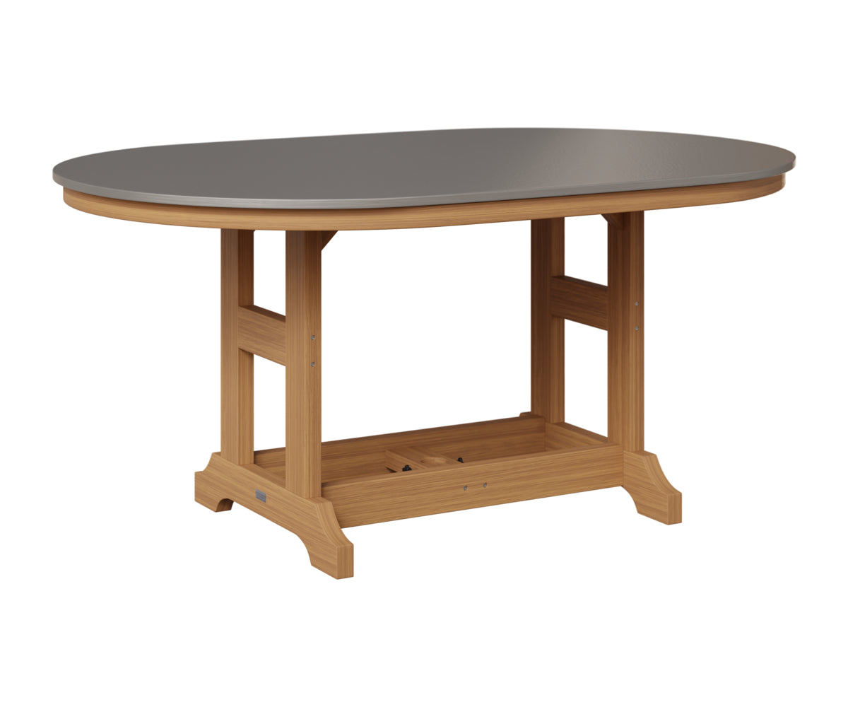Berlin Gardens Garden Classic 44" x 64" Oblong Table in Natural Teak, Hammered Stainless top