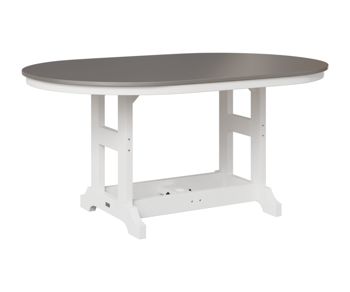 Berlin Gardens Garden Classic 44" x 64" Oblong Table in White, Hammered Stainless top