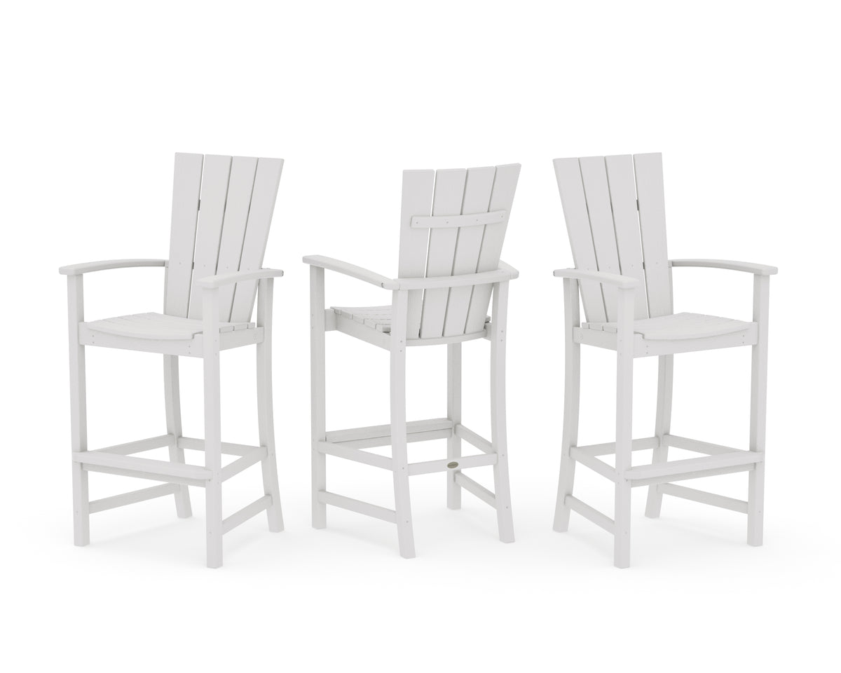 POLYWOOD Quattro 3-Piece Bar Set in Vintage White
